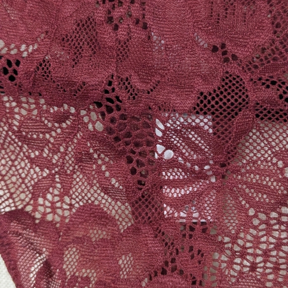 Auden Burgundy Floral Lace Babydoll & Thong Set - XL - Dark Red Lingerie - Picture 9 of 13